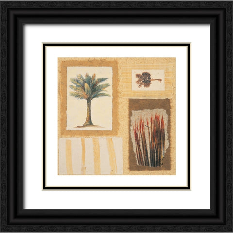 Palm Collage I Black Ornate Wood Framed Art Print with Double Matting by Unknown