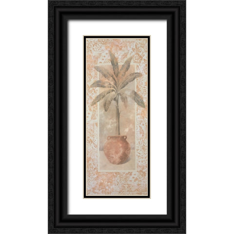 Potted Palm Panel II Black Ornate Wood Framed Art Print with Double Matting by Unknown