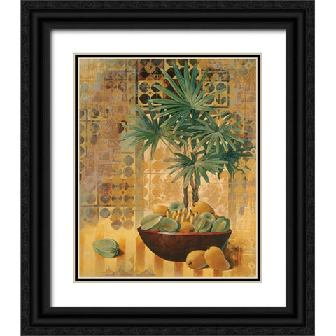 Potted Palm with Fruit I Black Ornate Wood Framed Art Print with Double Matting by Unknown