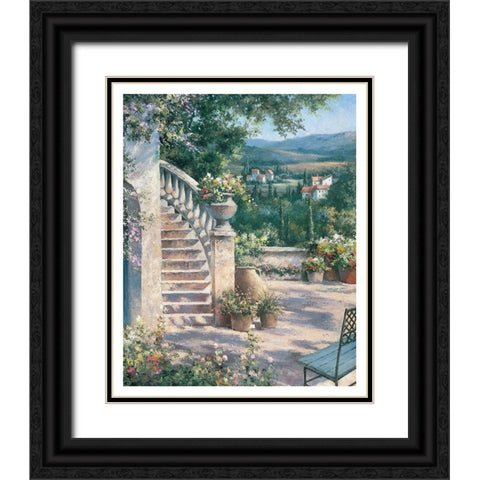 Toscany Staircase Black Ornate Wood Framed Art Print with Double Matting by Unknown