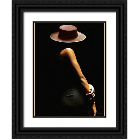 Lady with Hat I Black Ornate Wood Framed Art Print with Double Matting by Medeiros, Celito