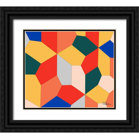 A Game with Abstract Shapes XXXVII Black Ornate Wood Framed Art Print with Double Matting by Medeiros, Celito