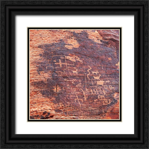 ValleyOfFire:Petroglyphs1 Black Ornate Wood Framed Art Print with Double Matting by Tenoever, William