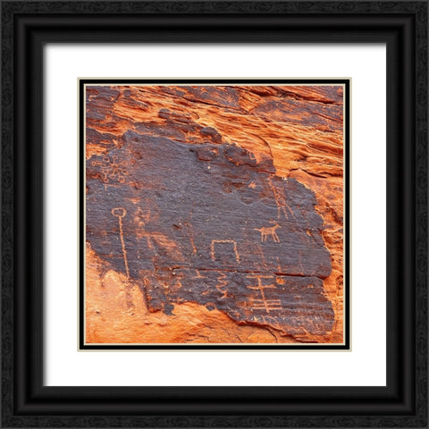ValleyOfFire:Petroglyphs2 Black Ornate Wood Framed Art Print with Double Matting by Tenoever, William