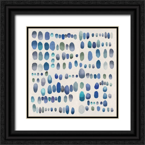Playful Blue and Green I Black Ornate Wood Framed Art Print with Double Matting by Perry, Angela