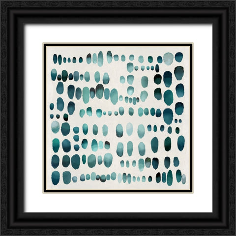 Playful Teal I Black Ornate Wood Framed Art Print with Double Matting by Perry, Angela