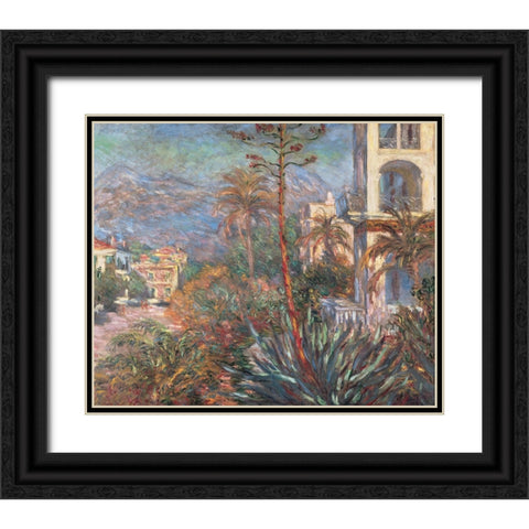 Les Villas a Bordighera Black Ornate Wood Framed Art Print with Double Matting by Monet, Claude