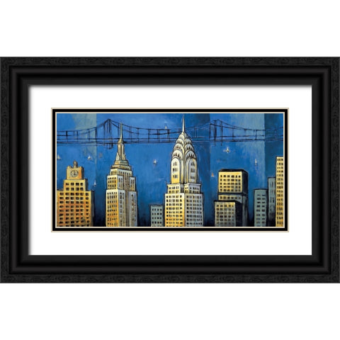 Manhattan II Black Ornate Wood Framed Art Print with Double Matting by Stewart, David