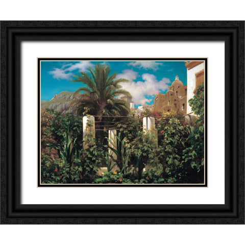 A Garden in Capri Black Ornate Wood Framed Art Print with Double Matting by Leighton, Frederic
