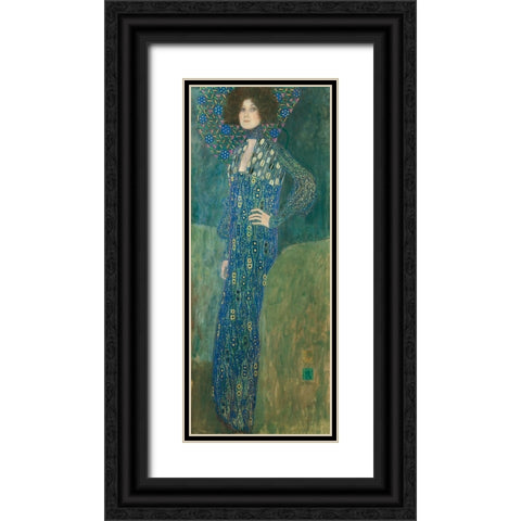 Portrait de Emilie Flge Black Ornate Wood Framed Art Print with Double Matting by Klimt, Gustav