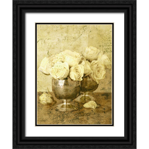 Golden Roses II Black Ornate Wood Framed Art Print with Double Matting by Seba, John
