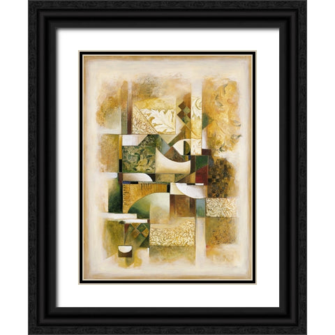 Abstract collage I Black Ornate Wood Framed Art Print with Double Matting by Parsons, Jonathan