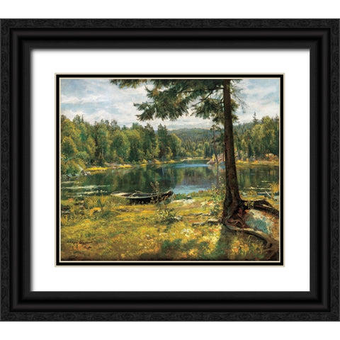 Summer on the Lake Black Ornate Wood Framed Art Print with Double Matting by Sorensen, Jorgen