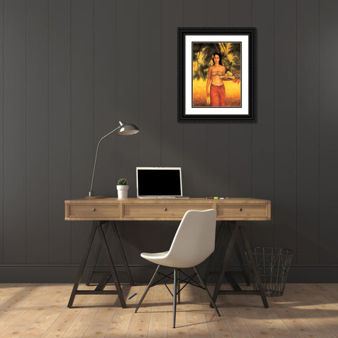 Island Woman I Black Ornate Wood Framed Art Print with Double Matting by Arellano, Migdalia
