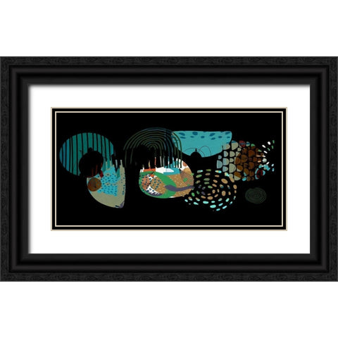 Abstract Boho Composition 145 Black Ornate Wood Framed Art Print with Double Matting by Bolokofsky, Ronald