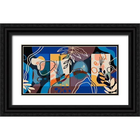 Abstract Boho Composition 225 Black Ornate Wood Framed Art Print with Double Matting by Bolokofsky, Ronald