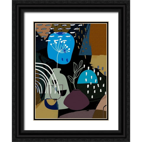 Abstract Boho Composition 655 Black Ornate Wood Framed Art Print with Double Matting by Bolokofsky, Ronald