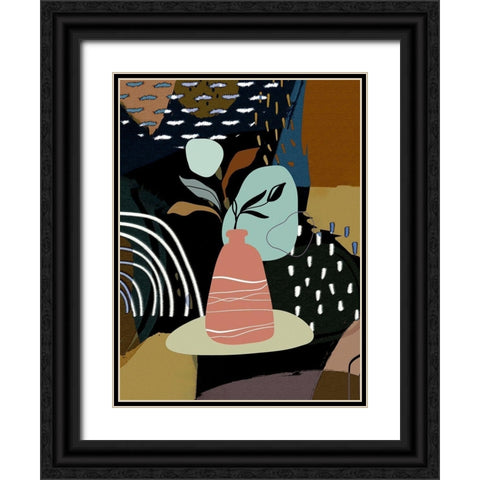 Abstract Boho Composition 656 Black Ornate Wood Framed Art Print with Double Matting by Bolokofsky, Ronald