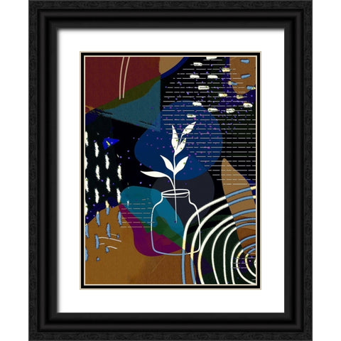 Abstract Boho Composition 657 Black Ornate Wood Framed Art Print with Double Matting by Bolokofsky, Ronald