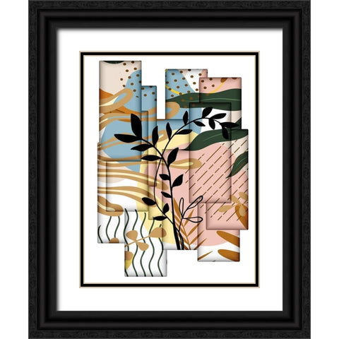 Abstract Collage 333 Black Ornate Wood Framed Art Print with Double Matting by Bolokofsky, Ronald