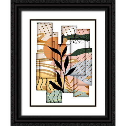 Abstract Collage 334 Black Ornate Wood Framed Art Print with Double Matting by Bolokofsky, Ronald