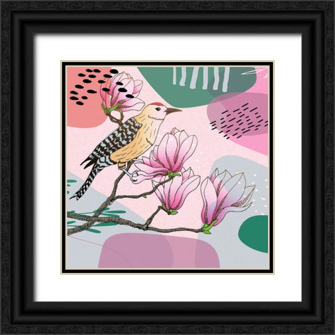 Bird On A Branch 110 Black Ornate Wood Framed Art Print with Double Matting by Bolokofsky, Ronald