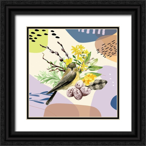 Bird On A Branch 125 Black Ornate Wood Framed Art Print with Double Matting by Bolokofsky, Ronald
