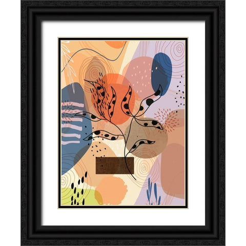 Floral Abstract 302 Black Ornate Wood Framed Art Print with Double Matting by Bolokofsky, Ronald