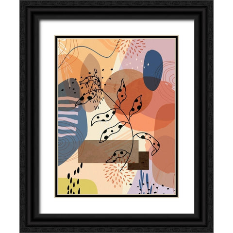 Floral Abstract 303 Black Ornate Wood Framed Art Print with Double Matting by Bolokofsky, Ronald