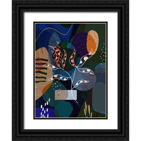 Floral Abstract 402 Black Ornate Wood Framed Art Print with Double Matting by Bolokofsky, Ronald