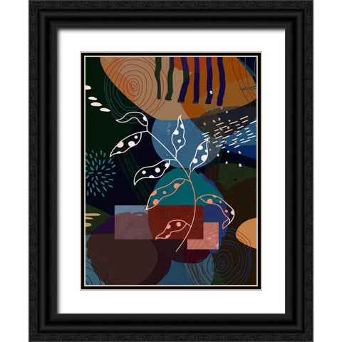 Floral Abstract 403 Black Ornate Wood Framed Art Print with Double Matting by Bolokofsky, Ronald