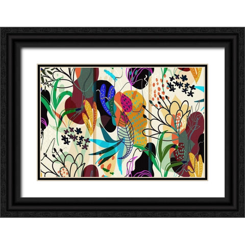 Floral Collage I Black Ornate Wood Framed Art Print with Double Matting by Bolokofsky, Ronald