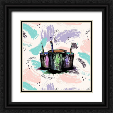 Happy Brushstrokes 255 Black Ornate Wood Framed Art Print with Double Matting by Bolokofsky, Ronald