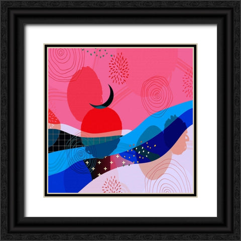 Mid Century Abstract 582 Black Ornate Wood Framed Art Print with Double Matting by Bolokofsky, Ronald