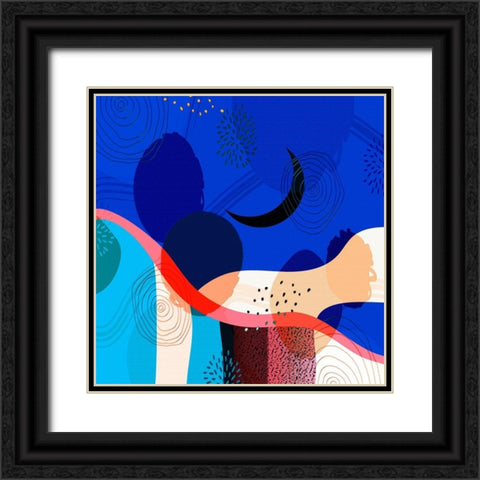 Mid Century Abstract 583 Black Ornate Wood Framed Art Print with Double Matting by Bolokofsky, Ronald