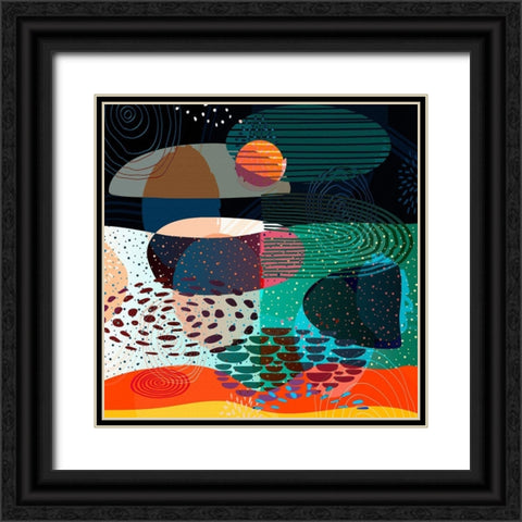 Mid Century Abstract 585 Black Ornate Wood Framed Art Print with Double Matting by Bolokofsky, Ronald