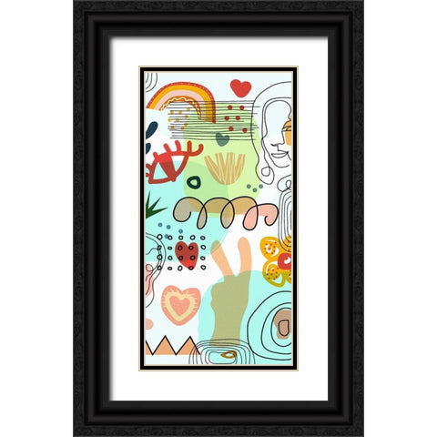 Mid Century Shapes 52B Black Ornate Wood Framed Art Print with Double Matting by Bolokofsky, Ronald
