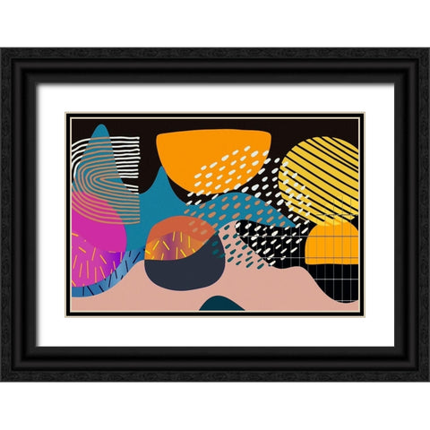 Mid Century Shapes 531 Black Ornate Wood Framed Art Print with Double Matting by Bolokofsky, Ronald