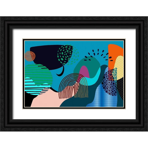 Mid Century Shapes 532 Black Ornate Wood Framed Art Print with Double Matting by Bolokofsky, Ronald