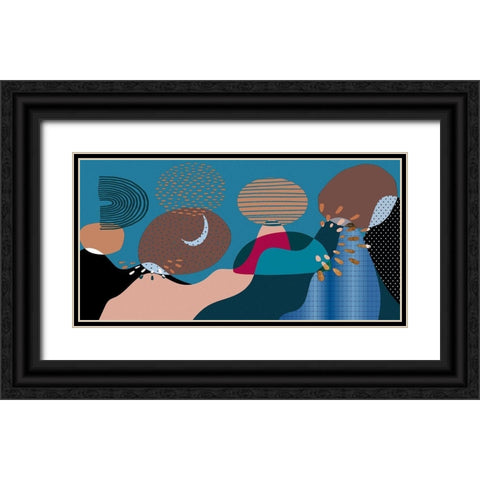 Mid Century Shapes 833 Black Ornate Wood Framed Art Print with Double Matting by Bolokofsky, Ronald