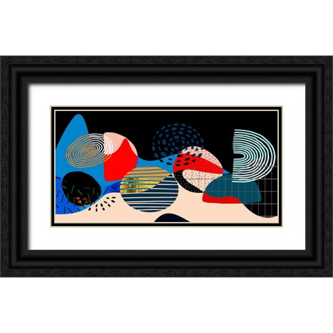 Mid Century Shapes 835 Black Ornate Wood Framed Art Print with Double Matting by Bolokofsky, Ronald