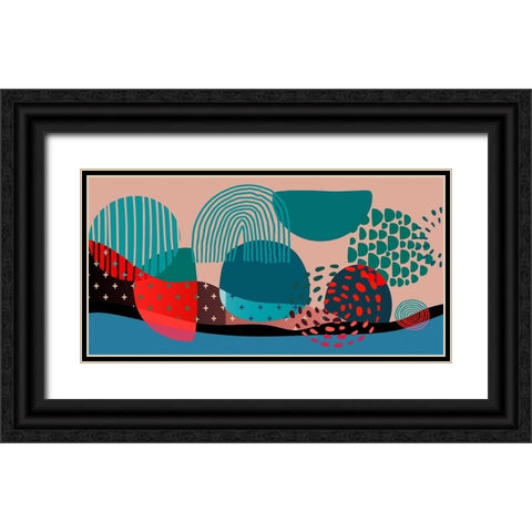 Mid Century Shapes 836 Black Ornate Wood Framed Art Print with Double Matting by Bolokofsky, Ronald