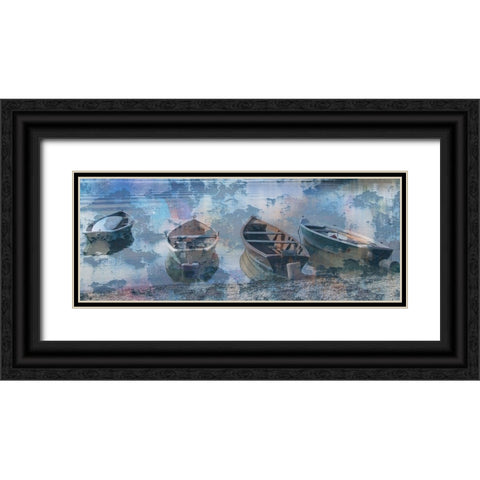 Boat Row Black Ornate Wood Framed Art Print with Double Matting by Phillip, Jamie