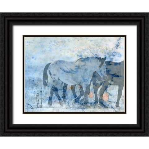 Horse Play Black Ornate Wood Framed Art Print with Double Matting by Phillip, Jamie