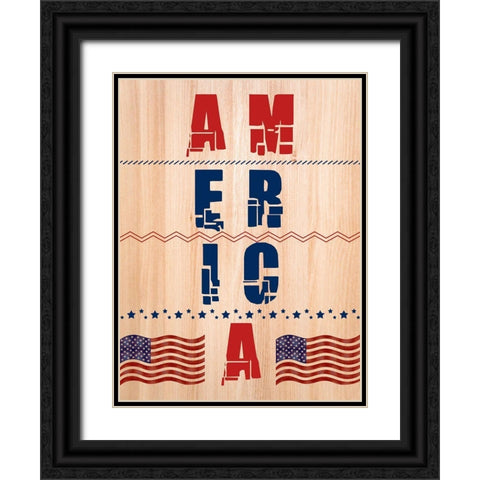 America Black Ornate Wood Framed Art Print with Double Matting by Phillip, Jamie