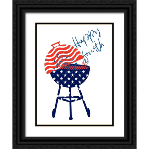 Grill On America Black Ornate Wood Framed Art Print with Double Matting by Phillip, Jamie