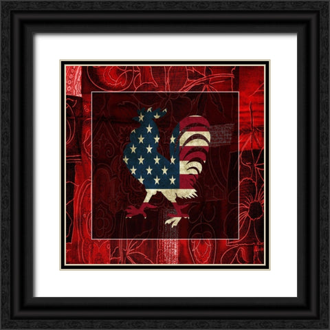 American Rooster Black Ornate Wood Framed Art Print with Double Matting by Phillip, Jamie