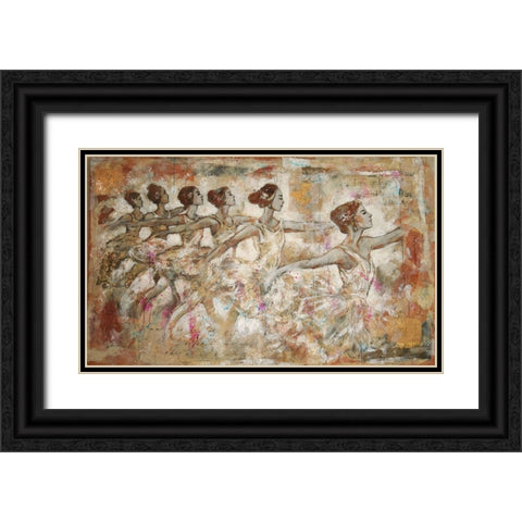Ballerinas Golden Black Ornate Wood Framed Art Print with Double Matting by Wiley, Marta
