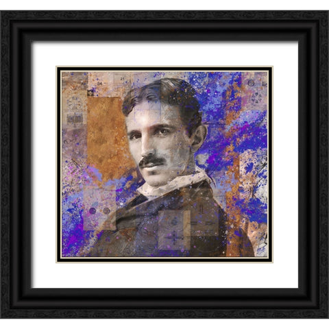 Tesla Blue Black Ornate Wood Framed Art Print with Double Matting by Wiley, Marta