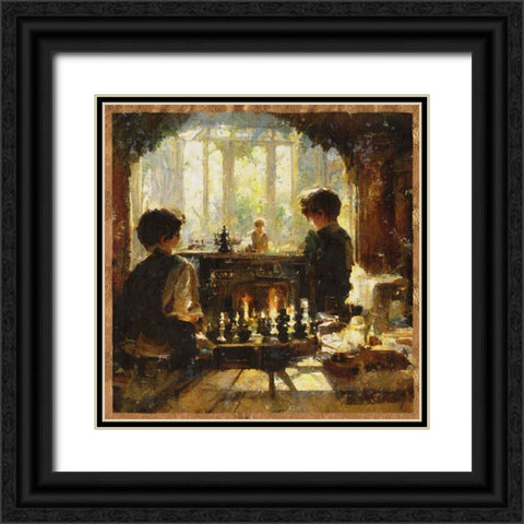 Chess players I Black Ornate Wood Framed Art Print with Double Matting by Wiley, Marta